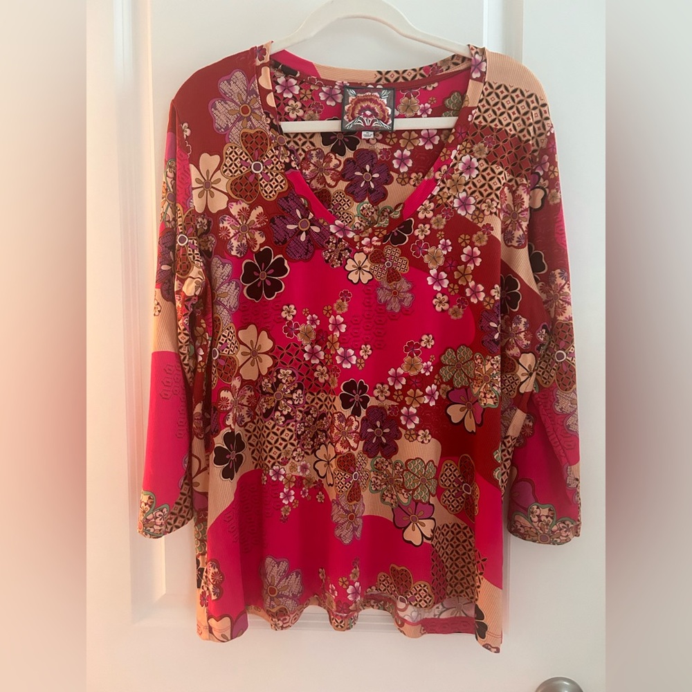 Johnny Was Multicolor Floral Top XL
